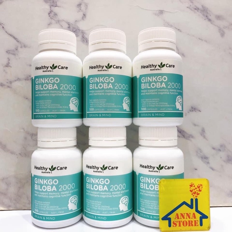 Viên Uống Bổ Não Healthy Care Ginko Biloba 2000 Giúp Giảm Căng Thẳng Tăng Khả Năng Tập Trung Hộp 100 Viên
