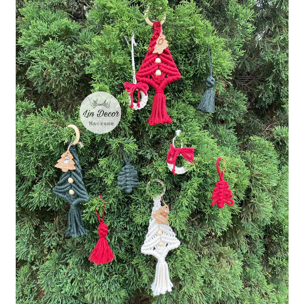 Set 2 Phụ Kiện Macrame Trang Trí Cây Thông Giáng Sinh /Noel Dễ Thương