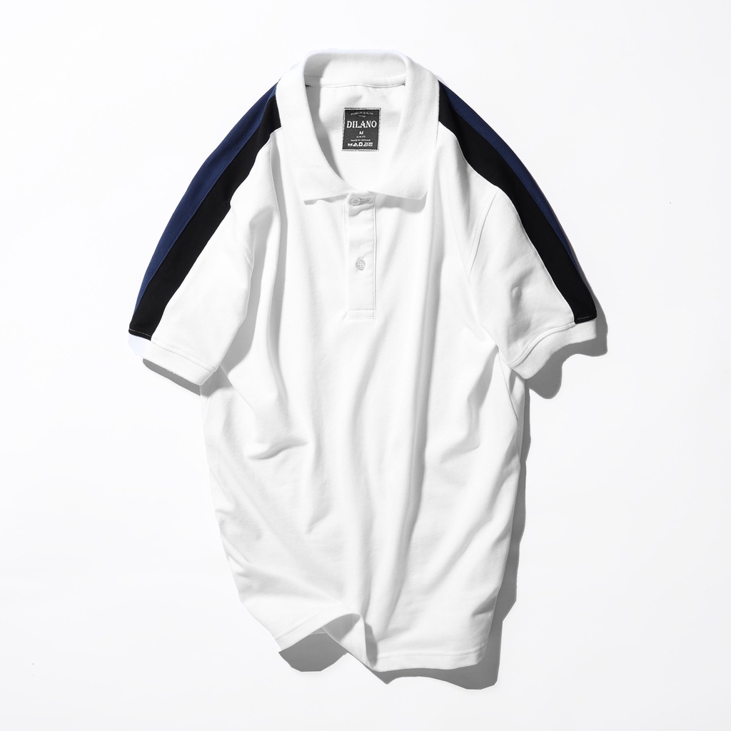 Áo thun polo nam phối sọc vai DILANO , Chất liệu cotton cá sấu cao cấp APD11 | BigBuy360 - bigbuy360.vn