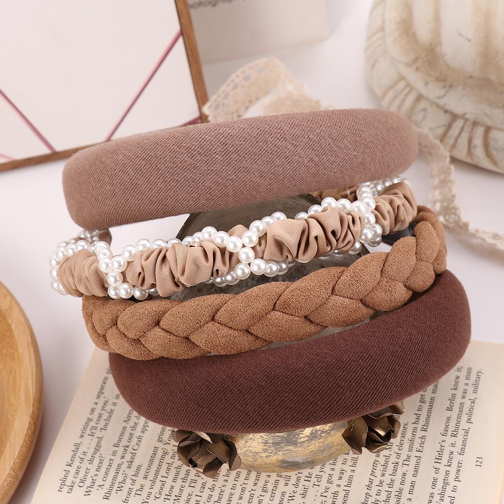 Cài Tóc Bản Rộng Họa Tiết Kẻ Sọc Thời Trang Thu Đông Cho Nữ