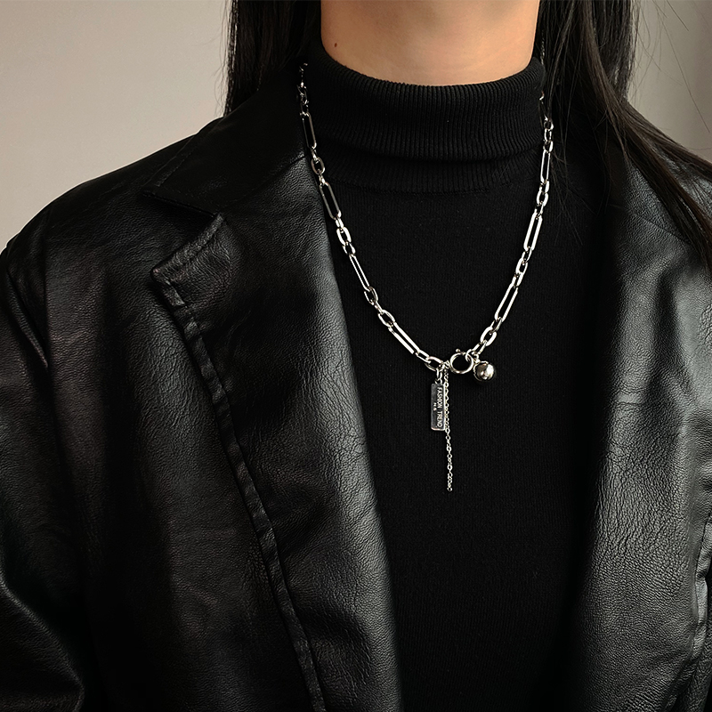 Dây Chuyền Mặt Bóng Kim Loại Dài Phong Cách Hip Hop 22825 Đơn Giản