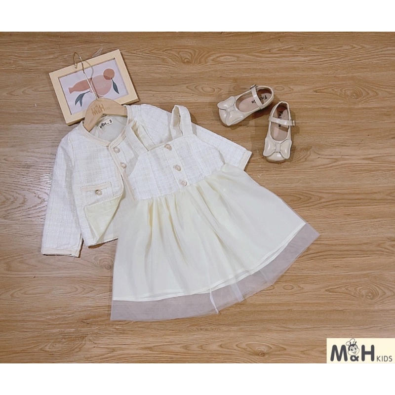 Set Áo Khoác Dạ - Chân Váy Ren Cực Xinh Xắn Cho Bé Gái NIAKI - TT06