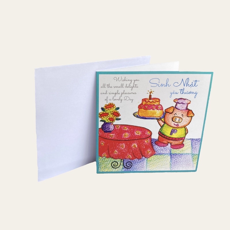 Thiệp chúc mừng sinh nhật có kèm bao thư (Kích thước: 8.5cm*8.5cm)