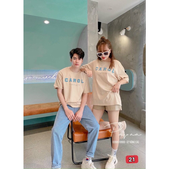 😍 Áo thun nam nữ 😍 in chữ đơn giản CAROL 😍 cotton hình in 100 % 😍