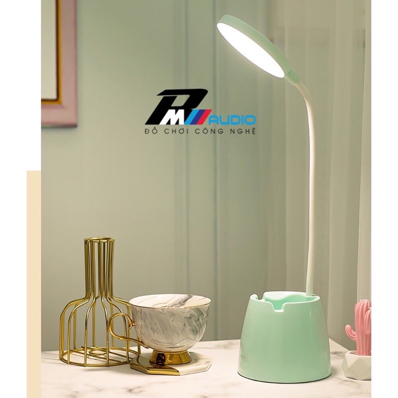 Đèn Học Để Bàn- Đèn Bàn Led Bảo Vệ Mắt, Tích Điện-3 Màu Ánh Sáng Chống Cận,Có Hộp Đựng Bút Và Giá Để Điện Thoại-BMVAUDIO