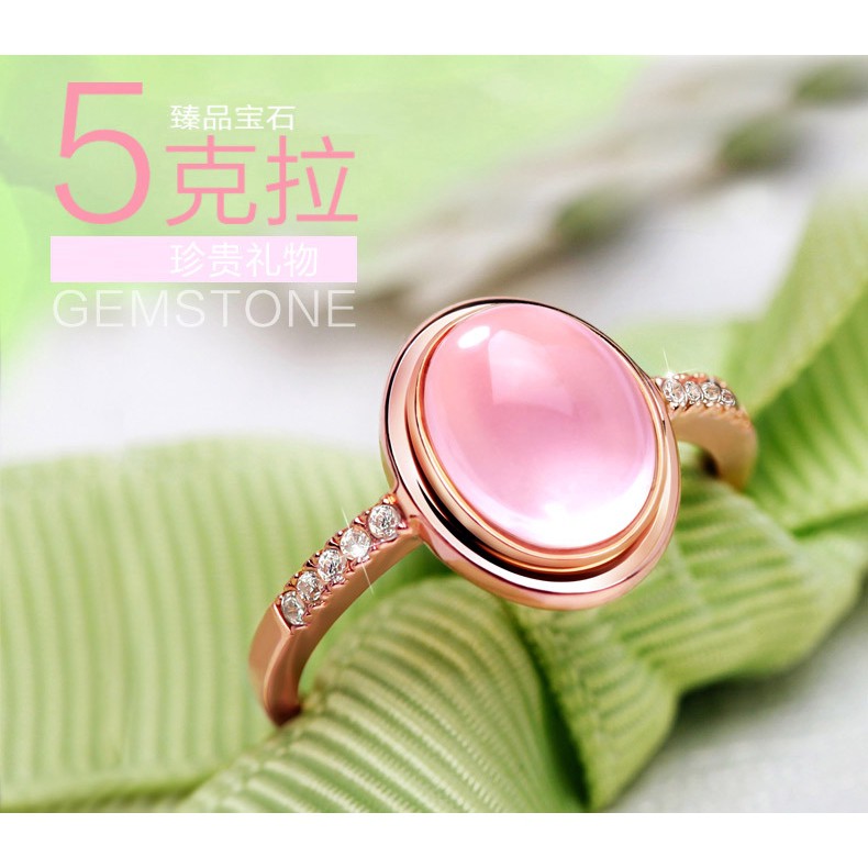Nhẫn Mạ Vàng Hồng 18k Đính Đá Pha Lê Hồng Phong Cách Hàn Quốc