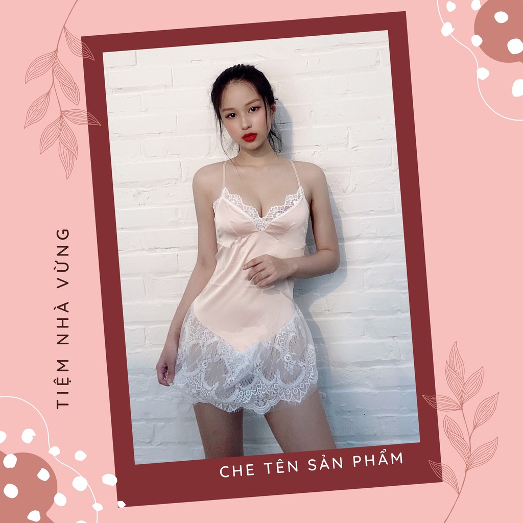 Váy ngủ hai dây lụa satin sexy cao cấp Đầm mặc nhà gợi cảm quyến rũ F21