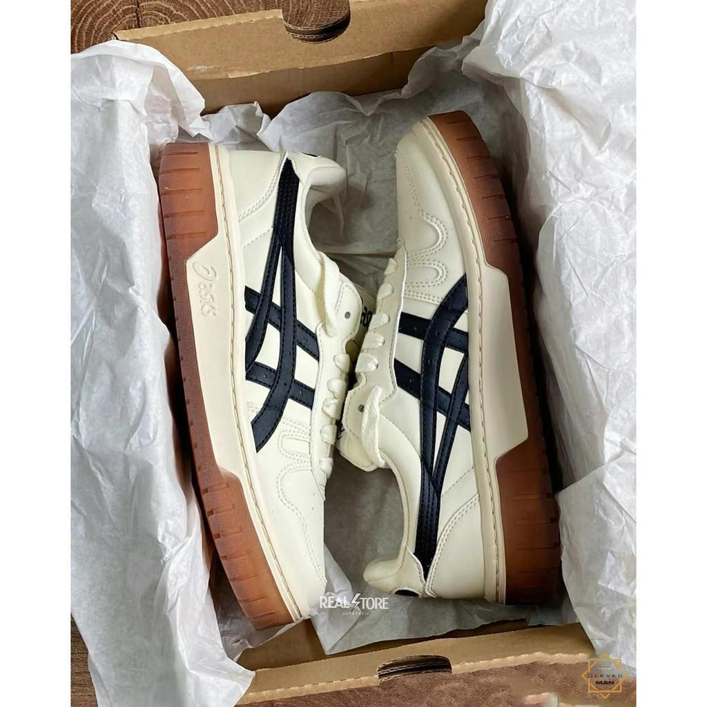 Giày Thể Thao Asics Court Mz Cream Black Gum Màu Kem Vạch Đen Phong Cách Vintage Phù Hợp Cả Nam Và Nữ Clever Man Store