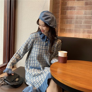 Váy len caro nhún bèo ulzzang