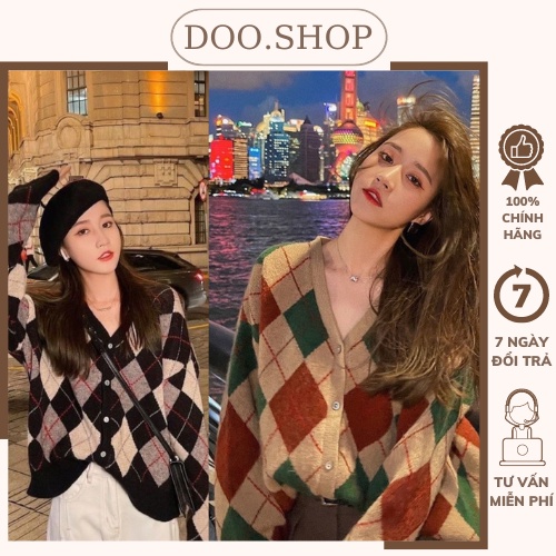Áo khoác len cadiga nữ dài tay vintage hàn quốc cho nữ - CLG08