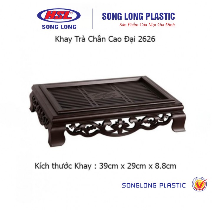 Khay trà nhựa giả gỗ - Song Long