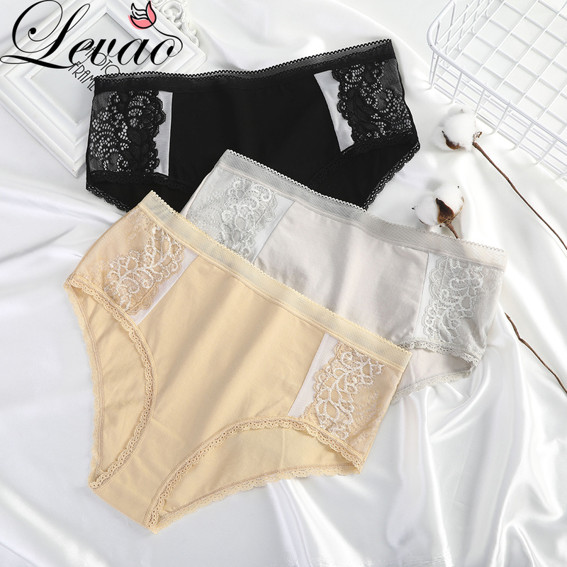 Quần Lót Levao Cotton Viền Ren Lưng Vừa Thời Trang Cho Nữ