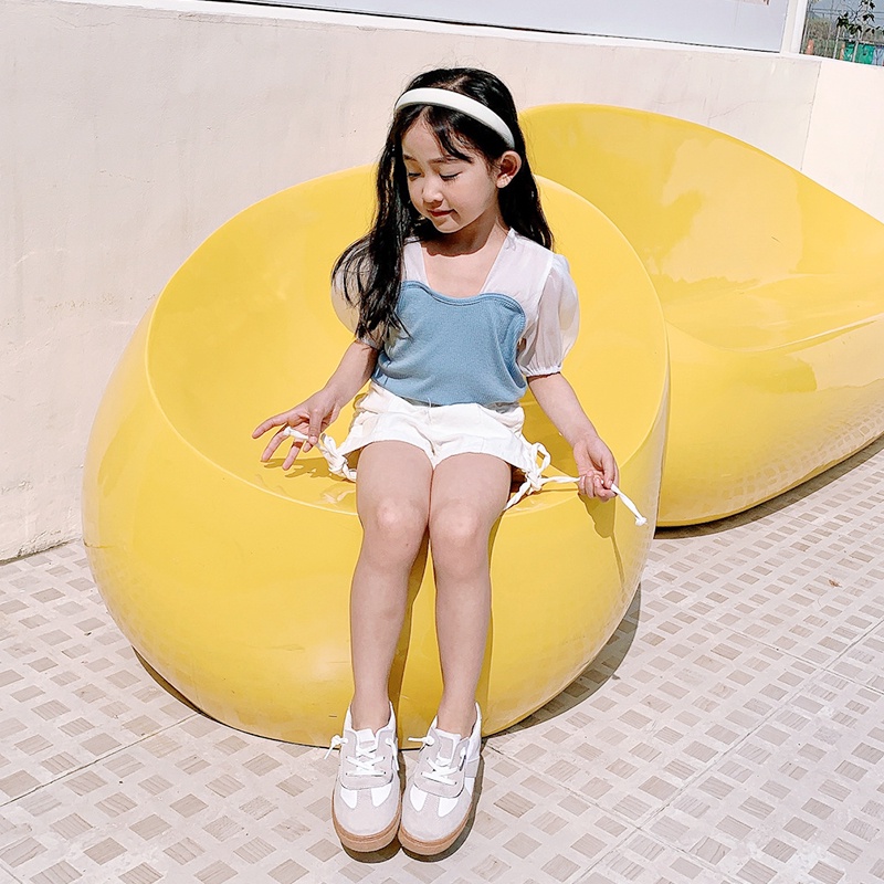 Áo Chiffon Dệt Kim Tay Phồng Cổ Vuông Phong Cách Retro Dành Cho Nữ