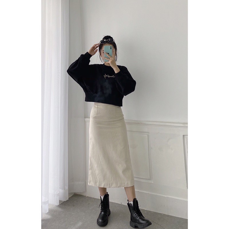 Chân váy midi nhung