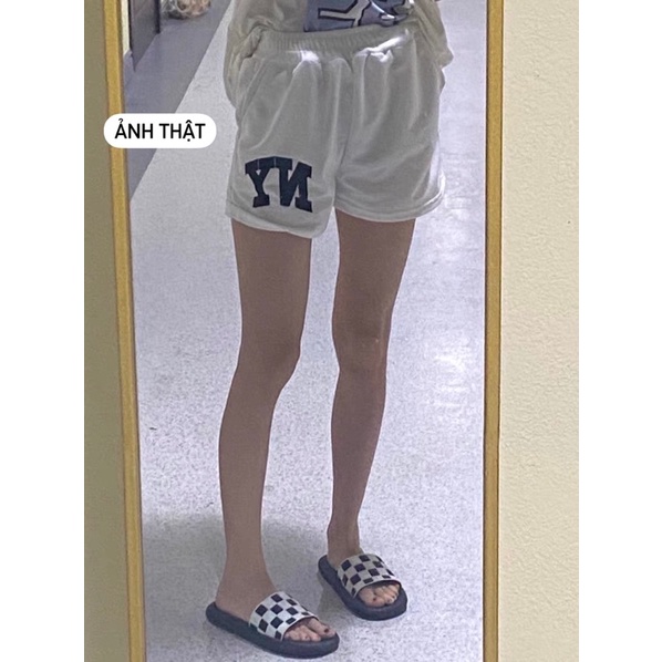 DORÉE - Quần short ngắn chữ NY thêu hàng Quảng Châu