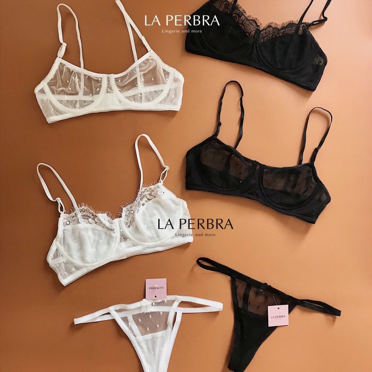 Áo Ngực Ren Nữ Chấm Bi Áo Lót Có Gọng Xuyên Thấu Tổng Hợp La Perbra B08-b09