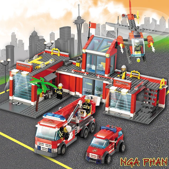 Sở Cứu Hỏa 774 Chi Tiết City Đồ Chơi Xếp Hình Lắp Ráp Kazi MOC DIY
