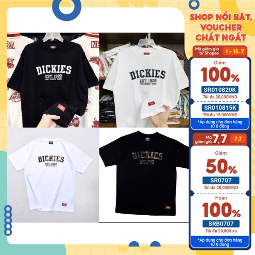 Áo phông chính hãng Dickies Nam/ Nữ (màu đen/trắng)