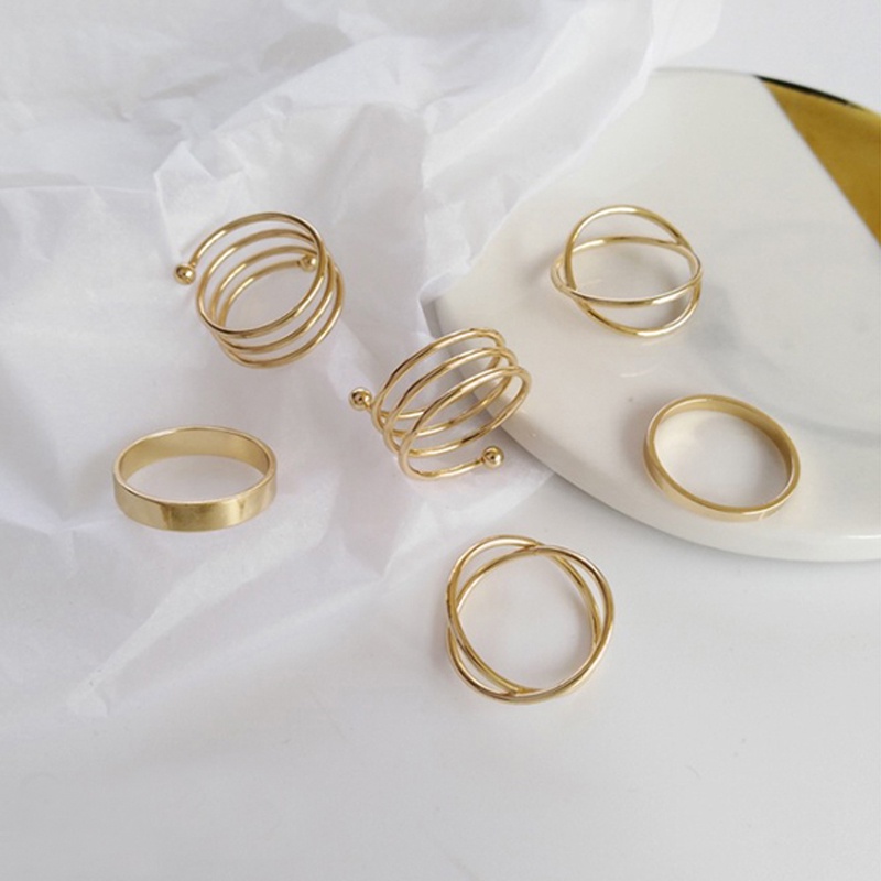Set 6 Nhẫn Đeo Ngón Tay Phong Cách Cổ Điển Thanh Lịch Dành Cho Nữ