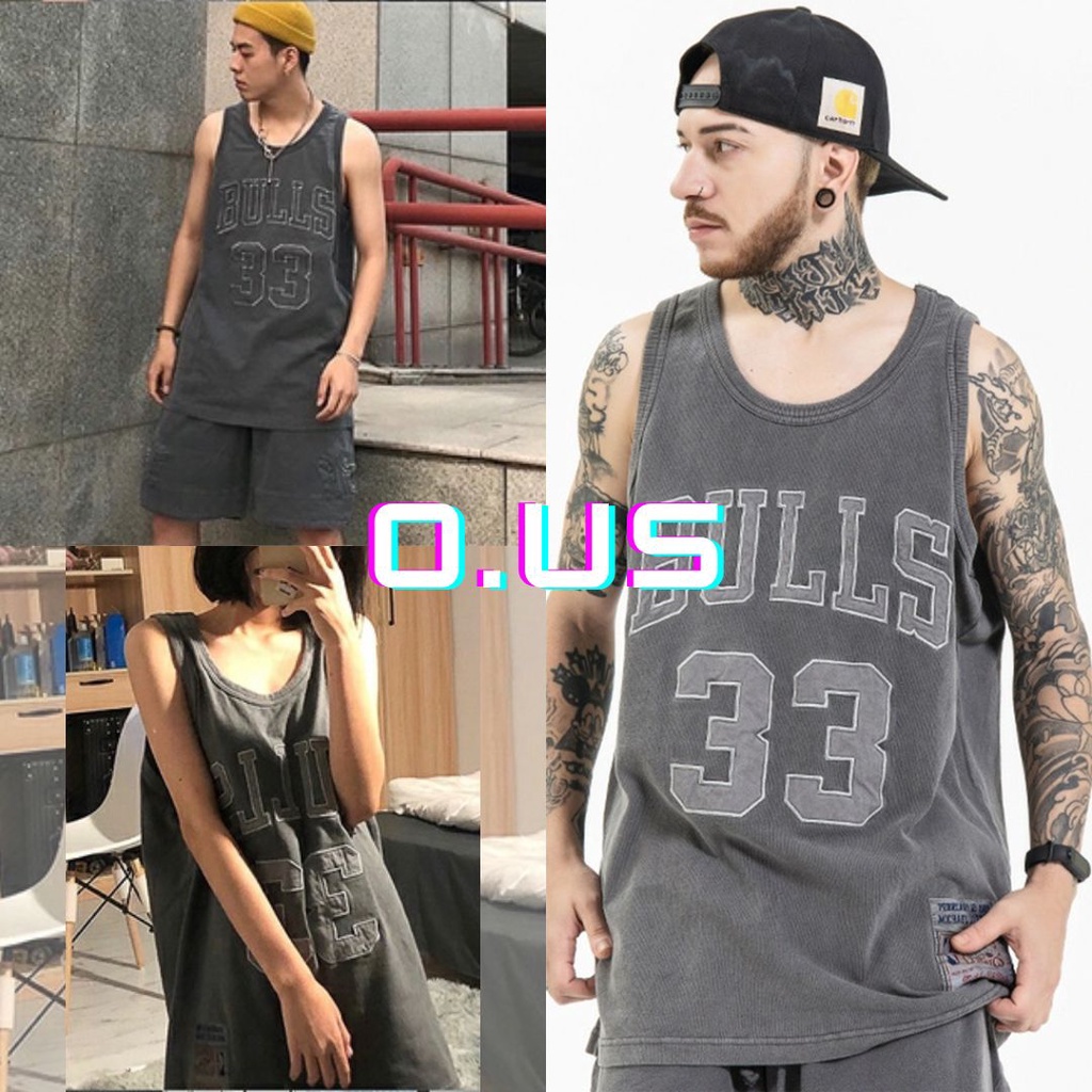 (Sẵn) ÁO TANK TOP UNISEX COTTON 95%, ÁO BA LỖ BÓNG RỔ BULLS 33 tanktop