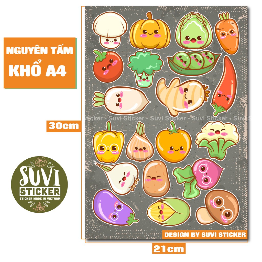 Single Sticker - Hình dán Kawaii Food chống nước sticker dán laptop, điện thoại, đàn guitar, mũ bảo hiểm, vali. SG16
