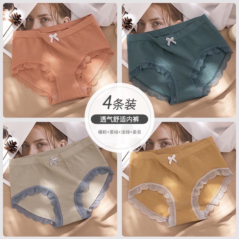 SET 10 QUẦN LÓT NỮ THÔNG HƠI LƯNG VỪA MIX REN CỰC XINH QL1120 | BigBuy360 - bigbuy360.vn