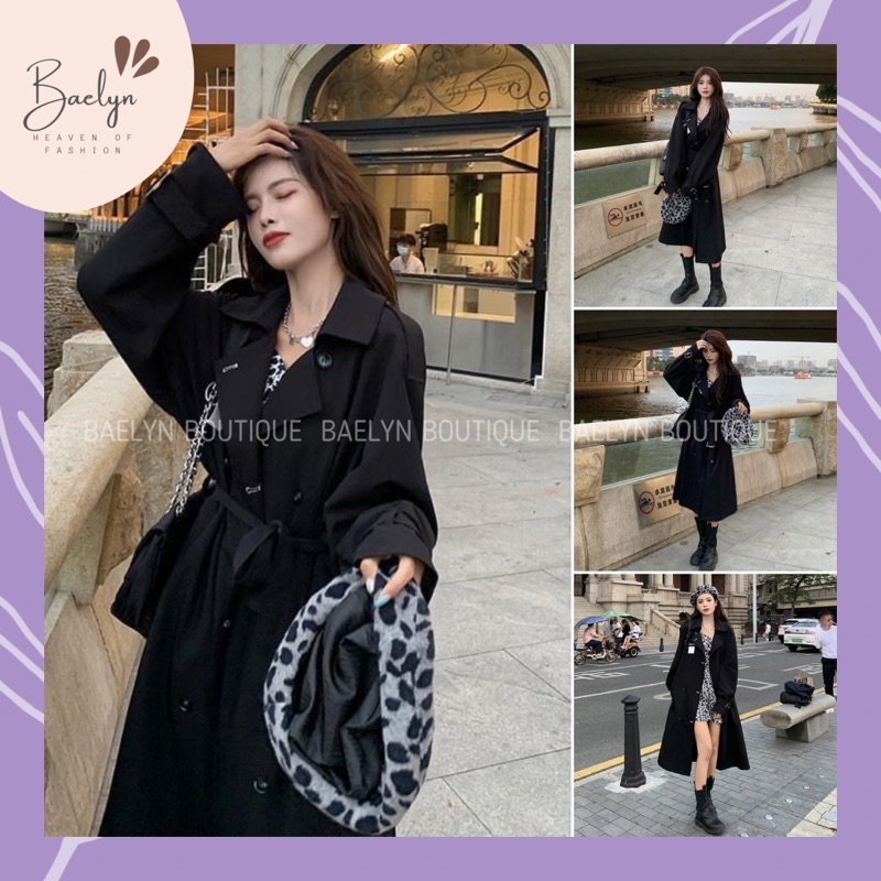 Áo măng tô vest dáng dài kèm dây đeo mặc thu đông cho nữ - Hàng QCCC