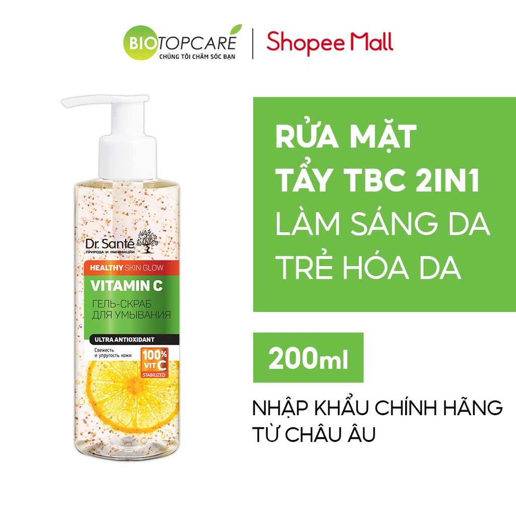 Gel rửa mặt tẩy tế bào da chết Vitamin C 200ml - BioTopcare Official