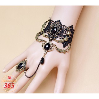 Vòng choker vòng tay vải ren liền nhẫn mix cánh thiên thần CKV53