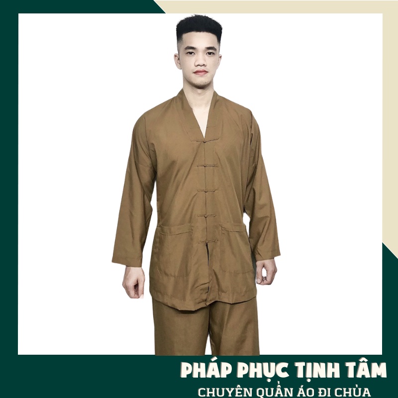 Đồ Lam Bộ Đi Chùa Nam La Hán Dài Tay Cao Cấp Lịch Sự Chất Vải Dày Dặn Mềm Mịn Mặc Rất Mát Và Thoải Mái