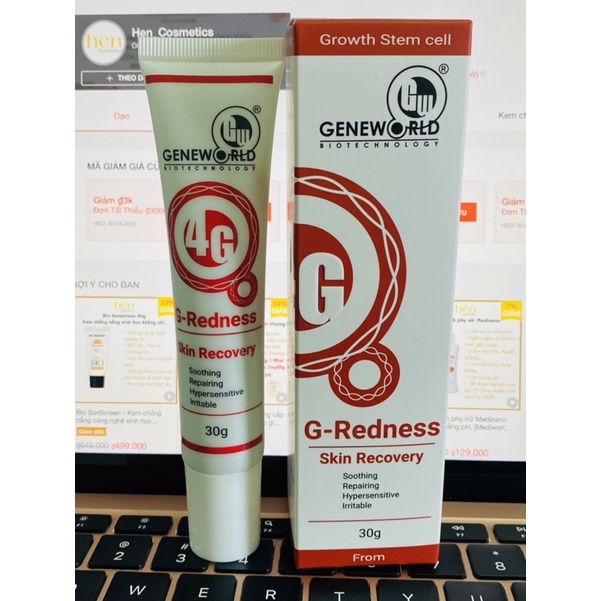 G - Redness - Serum hỗ trợ làm dịu da, phục hồi tổn thương da sau xâm lấn. 30g