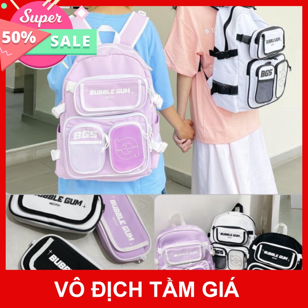 Balo học sinh SS02 - Chuẩn real Bubble Gum Studio hoodie1996