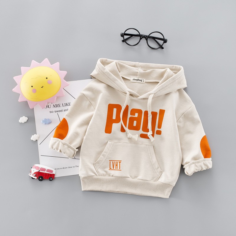 New 2019 long-sleeved baby sport hoodie with English printed crew-neck blazer for boys and girls