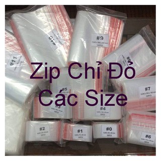 Túi zip chỉ đỏ các size, túi đựng đa năng / VieFu