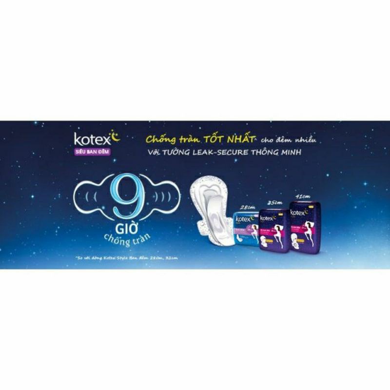 Bộ 3 miếng BVS KOTEX Siêu ban đêm 35cm