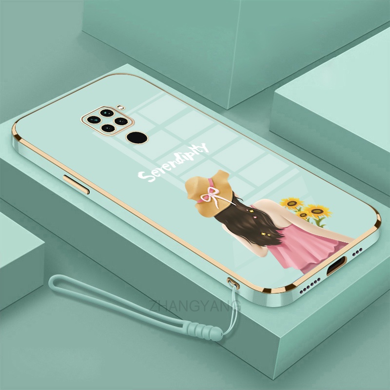 ốp lưng Redmi note 9 Ốp Điện Thoại TPU Silicon Viền Mạ Màu Hình Cô Gái Xinh Đẹp Cho Redmi note 9