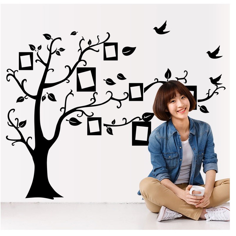 Decal dán tường ⚡ FREESHIP ⚡ Cây treo ảnh 4 size nhỏ - decal đẹp trang trí phòng khách - PVC vinyl cao cấp