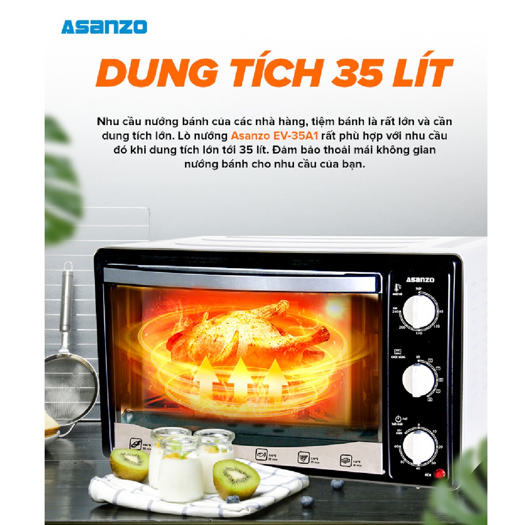 Lò nướng đối lưu Asanzo EV-35A1 (35 lít)