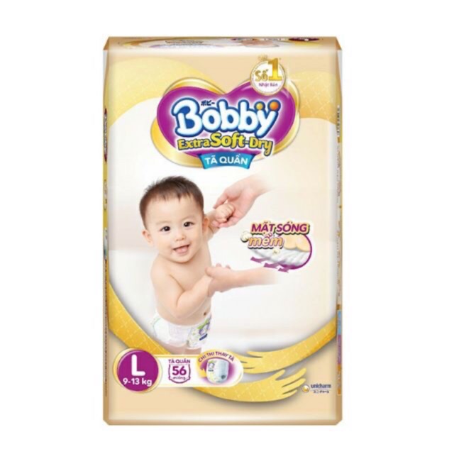 Tã Quần Siêu Mềm Bobby Extra soft Dry gói lớn đủ sze M64/L56/XL50/XXL46