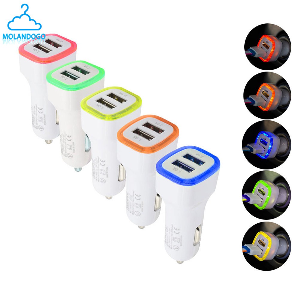 Bật lửa sạc điện thoại 2 cổng USB có đèn LED cho xe hơi