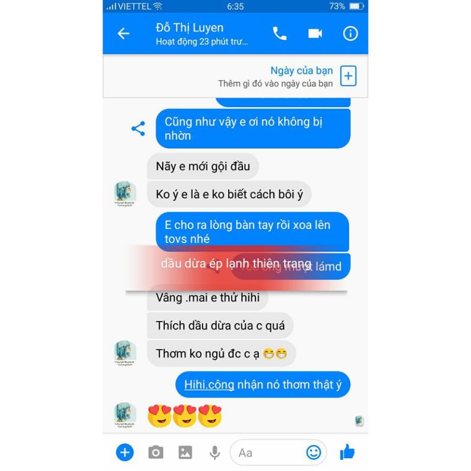 Dầu dừa ép lạnh Thiên Trang - handmade