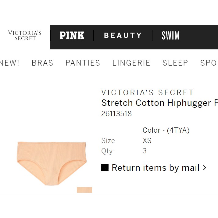 Quần lót cotton co giãn Victoria Secret 27 XS