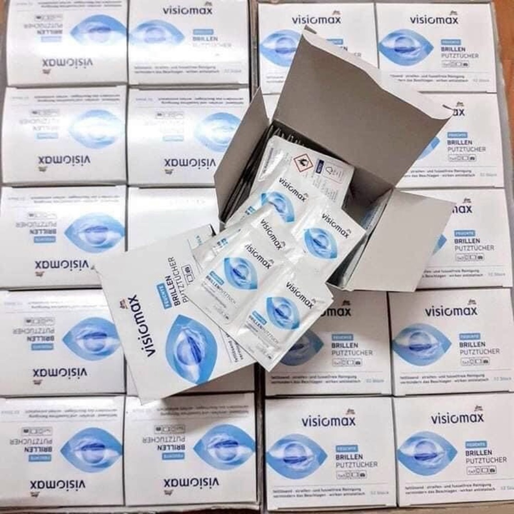 Giấy lau kính Visiomax Hộp 52 tờ không để lại vết, giảm hơi nước, Hàng Đức