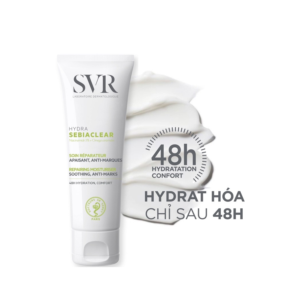 Kem dưỡng ẩm dành cho da dầu mụn, mờ vết thâm sau mụn SVR Sebiaclear Hydra 40ml