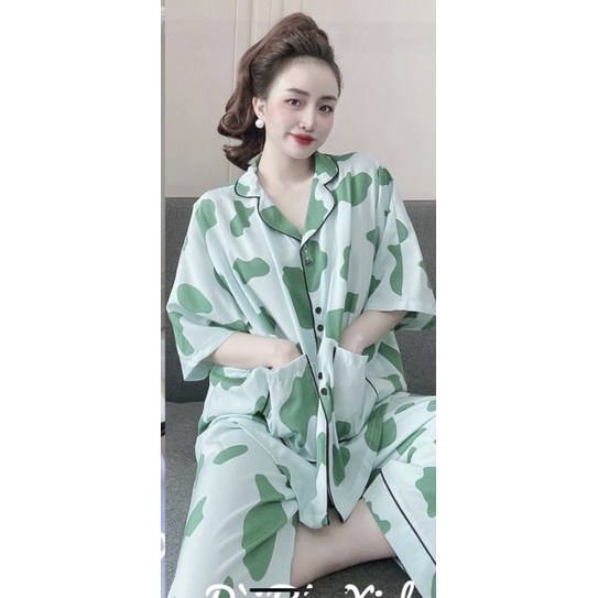Bộ pijama LỤA pha ĐŨI- BỘ ÁO TAY NGẮN - QUẦN DÀI mặc nhà  mềm mại dễ thương | BigBuy360 - bigbuy360.vn