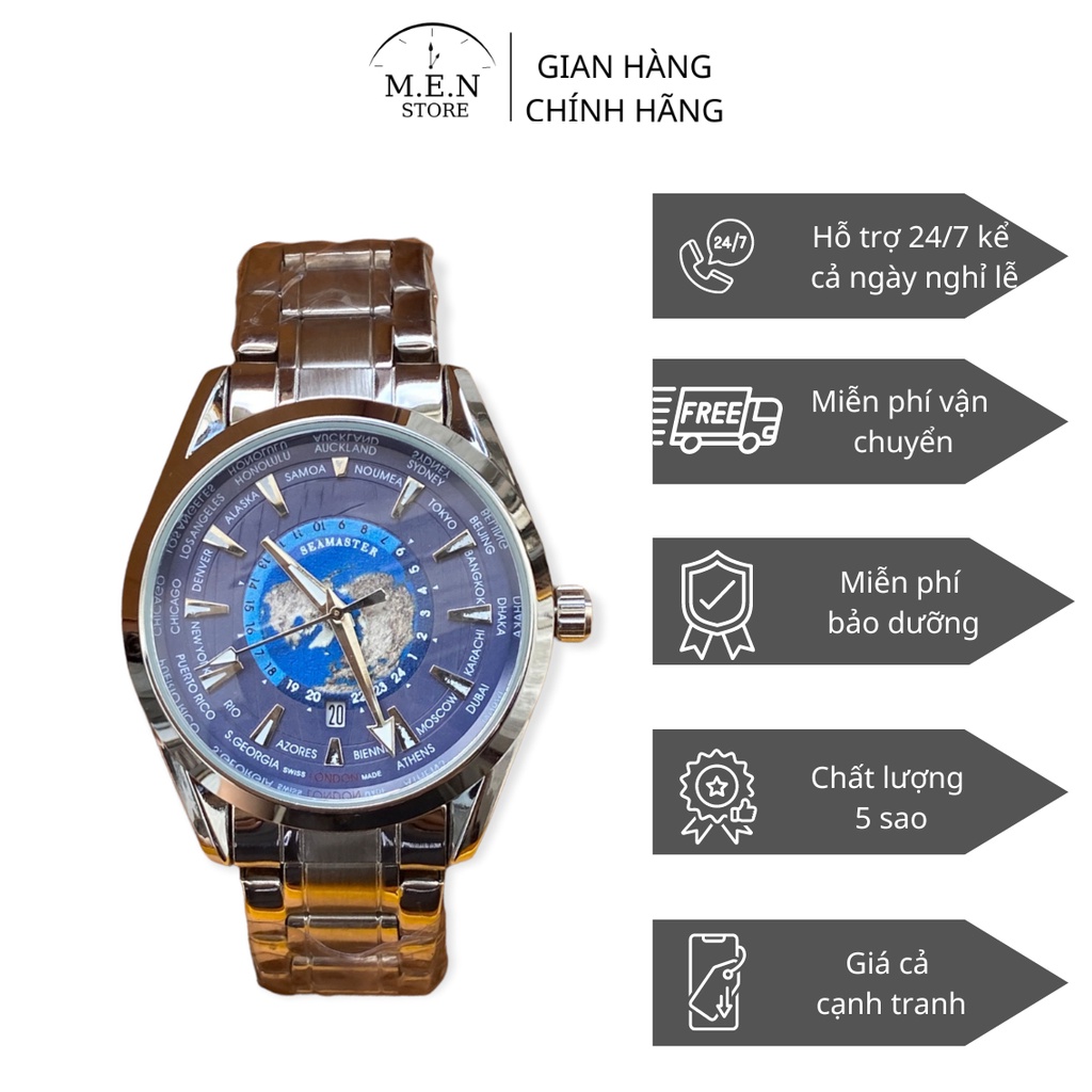 Đồng hồ nam dây kim loại đúc đặc mặt kính chống xước 40mm