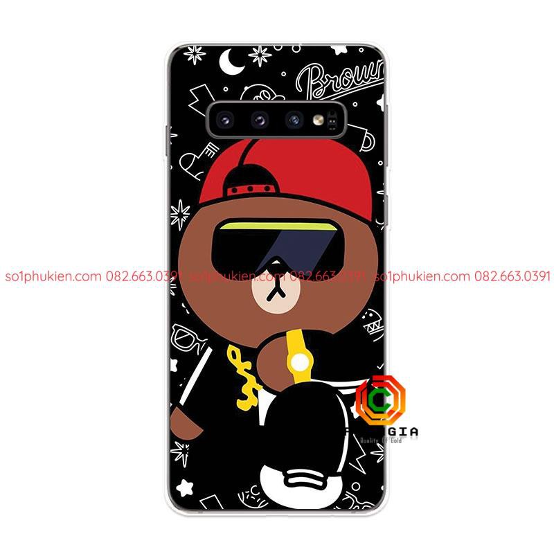 Ốp Lưng in hình đẹp Samsung Galaxy S9 S9+ S10 S10+ Plus S10e Lite TPU mềm Case gấu nâu Two