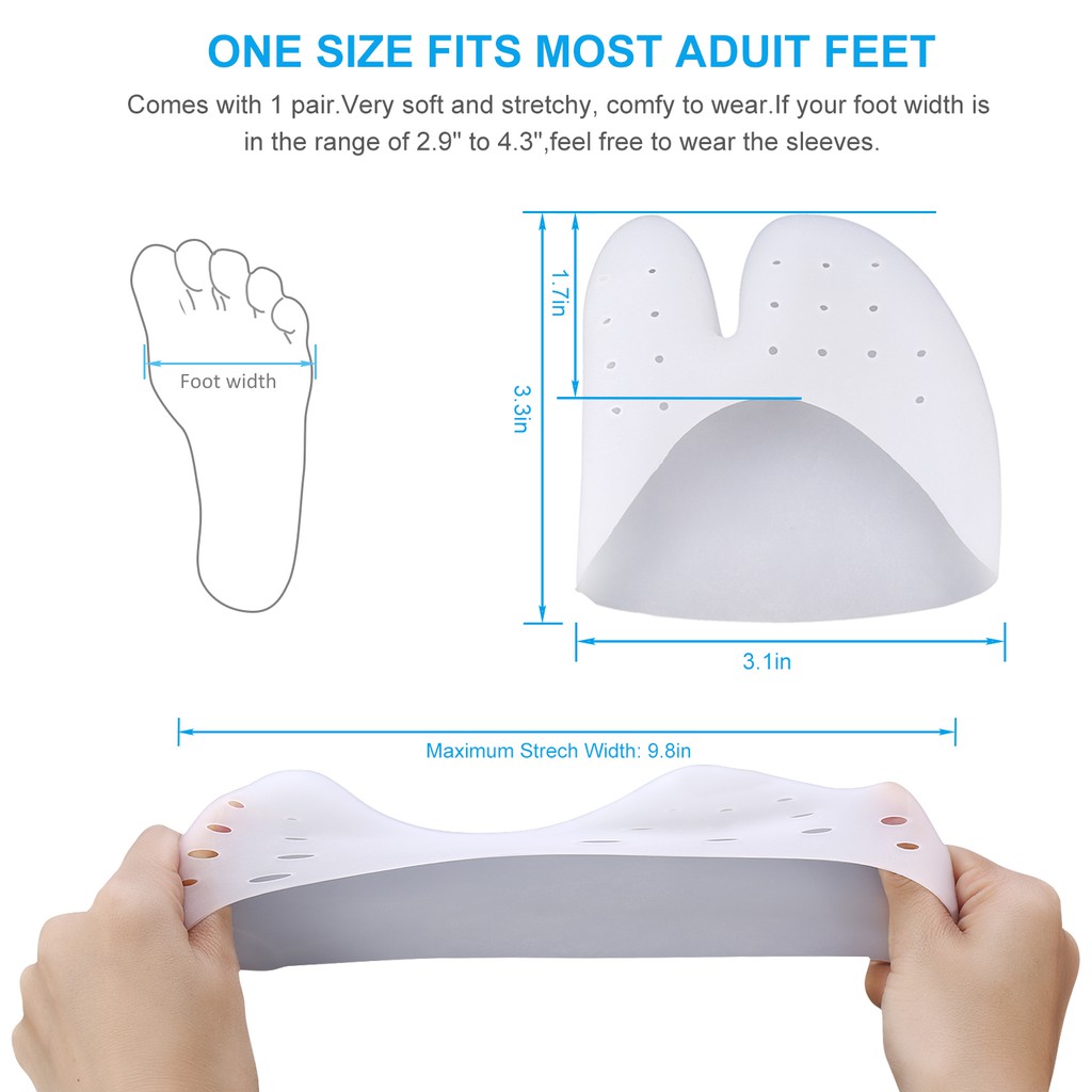Lót giày Silicon Hở Ngón chống chai ngón, giảm đau ngón cái & út khi mang giày, nam nữ đều xài, size 35->46