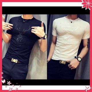 Áo Thun Nam Cổ Tròn 💟FREESHIP💟 Áo Phông Nam Tay Ngắn Cổ Tròn Cao Cấp In Hình Hươu MS NA530
