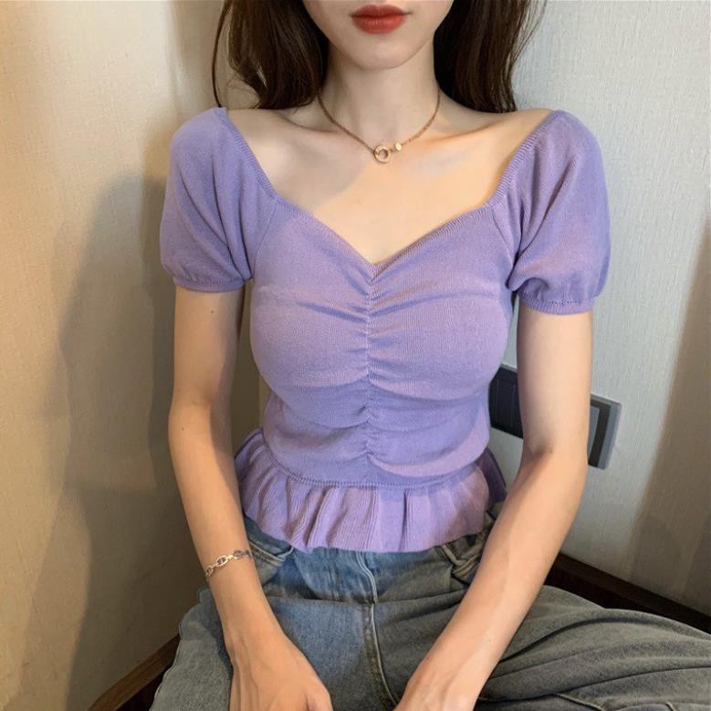 áo len nữ croptop, chất liêu len mềm, kiểu dáng nhẹ nhàng trẻ trung, mẫu mới nhất 2022